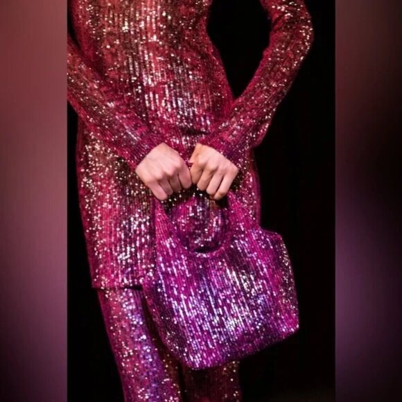 ANNA SUI Snakeskin Sequin Tights In Ruby Multi Sz S NWT $310 - Picture 6 of 11